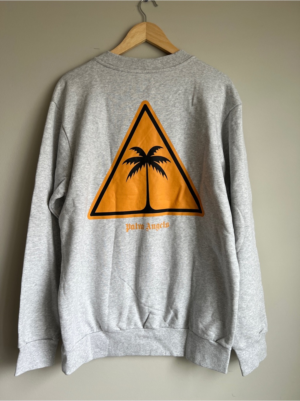 Palm Angels Palm Tree Icon Crewneck Sweatshirt Melange Gray Cotton Men's M